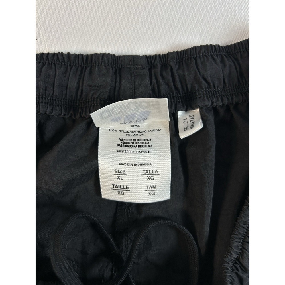 Adidas Black Elastic Waist Nylon Track Short Neon Green Striped Retro XL - Picture 6 of 9